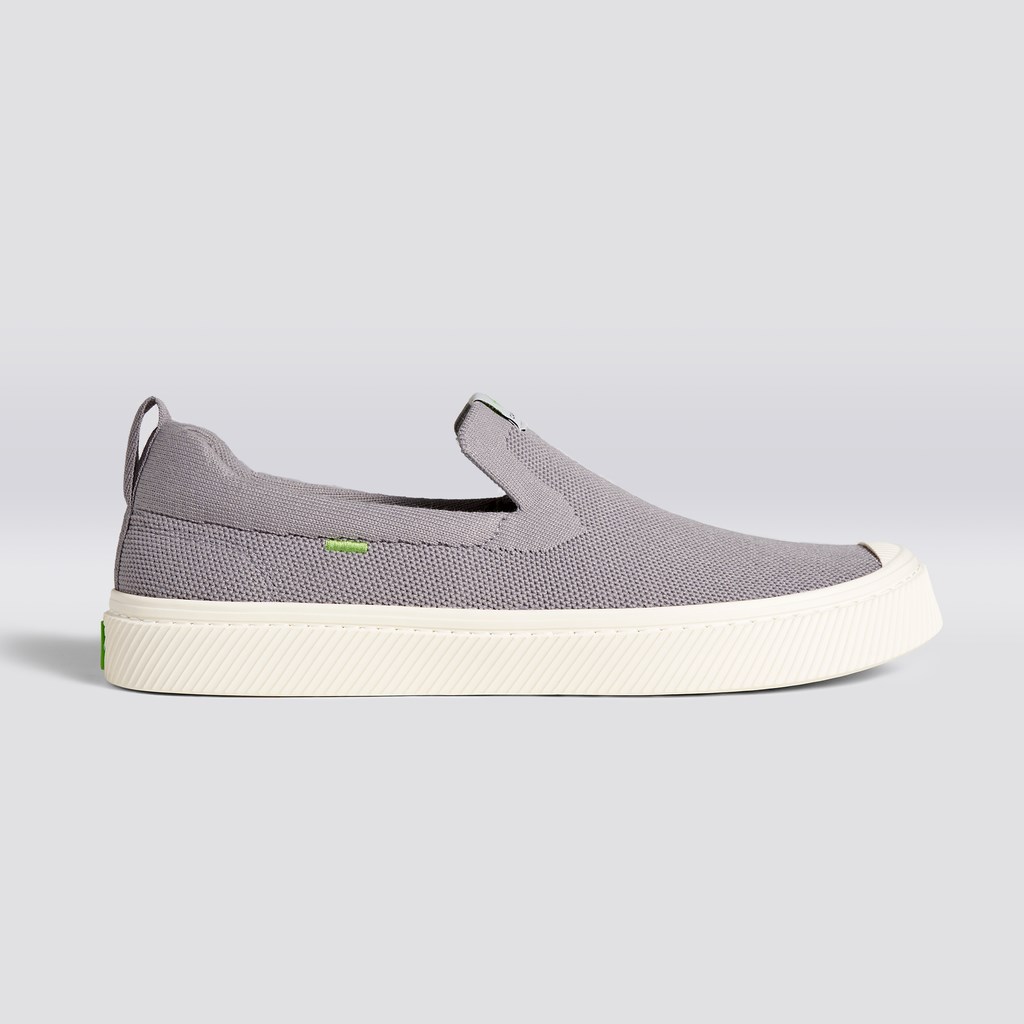 IBI Slip-On Cariuma Low Top Bamboo Weave Knit Vegan Grise Clair Homme | GDB-3786201